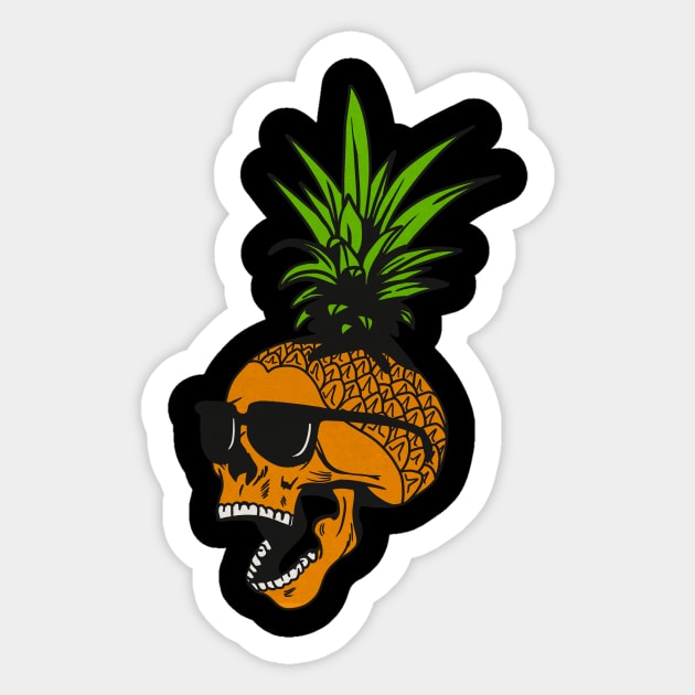 Pineapple, Skull wearing Glasses, Tropical Design Sticker by dukito